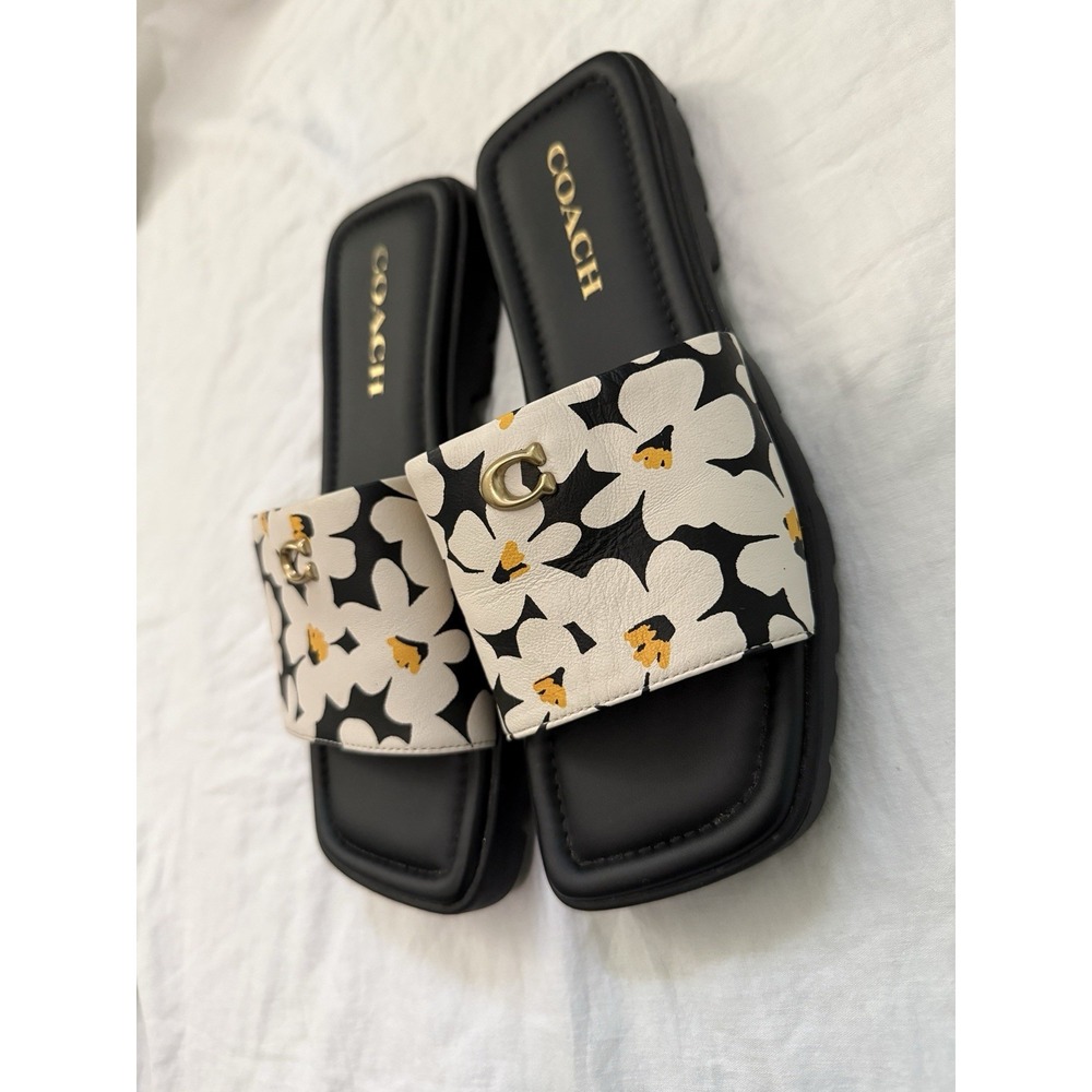 Coach Women's Florence Flat Sandal Floral Print Size 6.5 B US - Picture 2 of 7